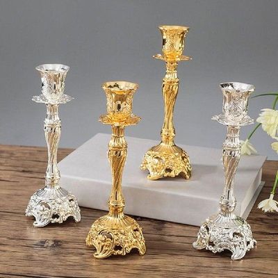 2Pcs Vintage Zinc Alloy Candelabra Candle Stick Holder