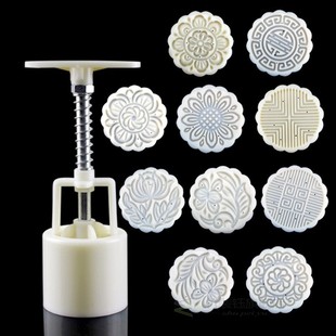 10Pcs Stamps Baking DIY Tool Mooncake Mould Moon Cake Decora