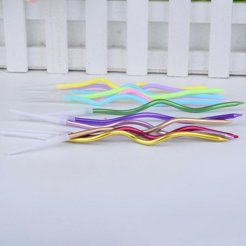 6pcs/bag colored curving cake candle safe flames kids birthd