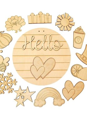 Wooden Seasonal Welcome Door Sign Interchangeable Welcome to