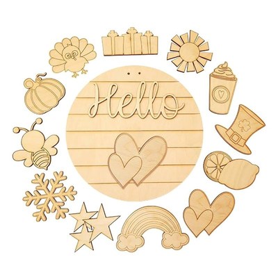 Wooden Seasonal Welcome Door Sign Interchangeable Welcome to