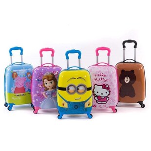 kids suitcase children luggage travel shell bag draw-bar box
