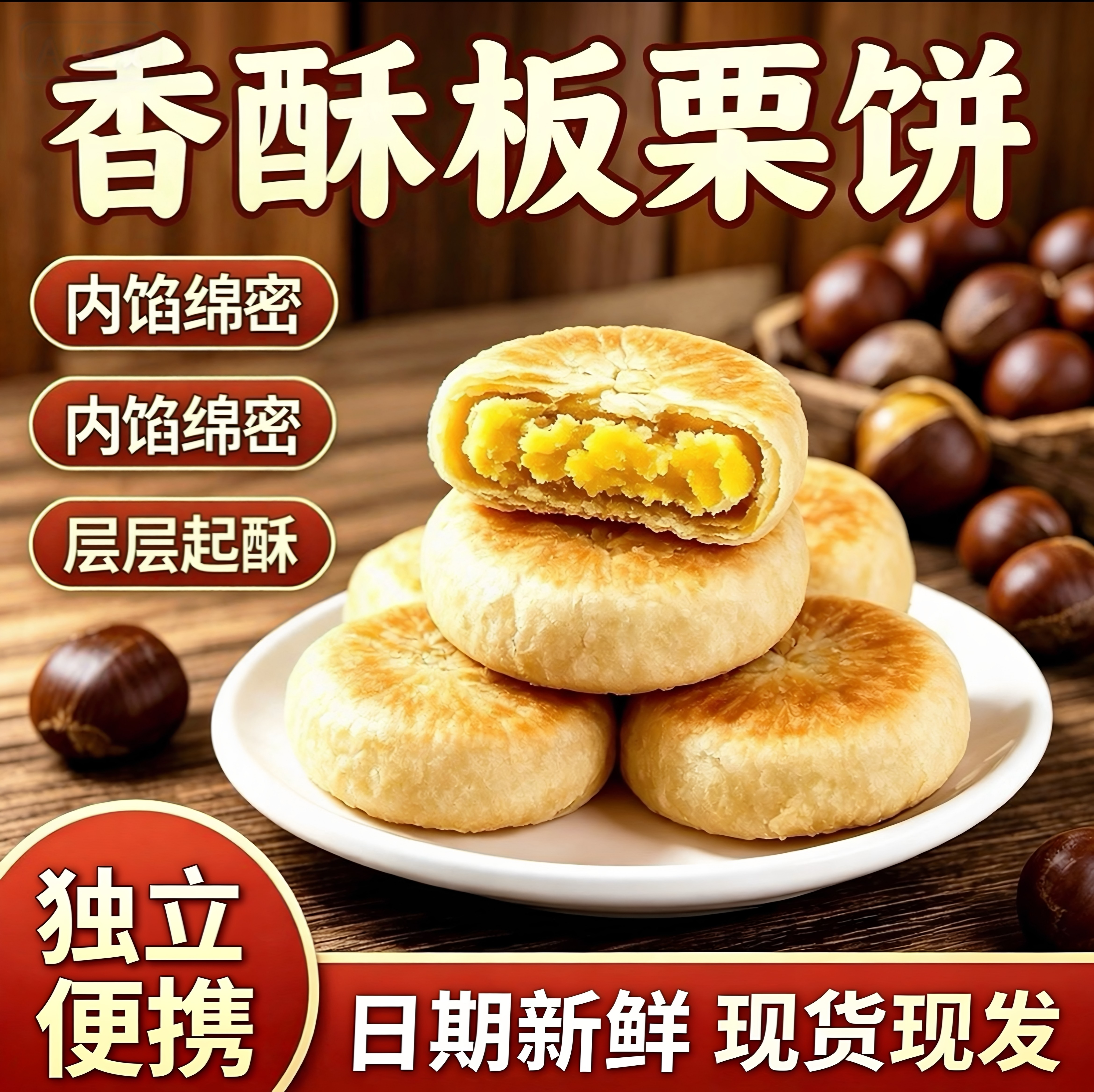正宗板栗酥绵密香甜老式手工酥饼