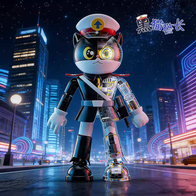 正版TOPTOY黑猫警长积木大娃玩具拼装模型手办潮玩摆件男生日礼物图片