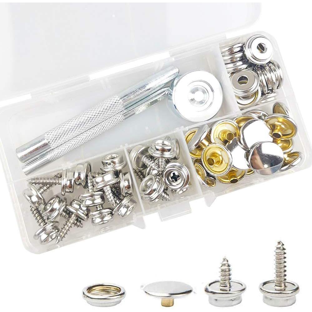 10mm，15mm不锈钢螺丝四合扣 40套盒装+工具篷布游艇童车固定扣子