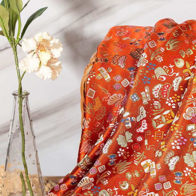 八宝锦缎提花金皮儿童年衣口金包手帐荼垫荷包西阵织金澜布料