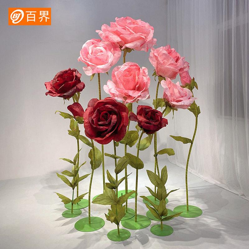 婚庆仿真手工玫瑰花婚礼道具巨型纸艺商场成品美陈装饰情人节布置