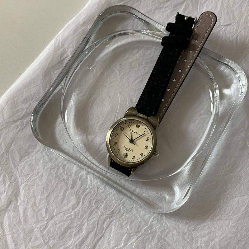 韩版猫耳朵手表女学生初高中只看时间高颜值简约气质复古节日礼品