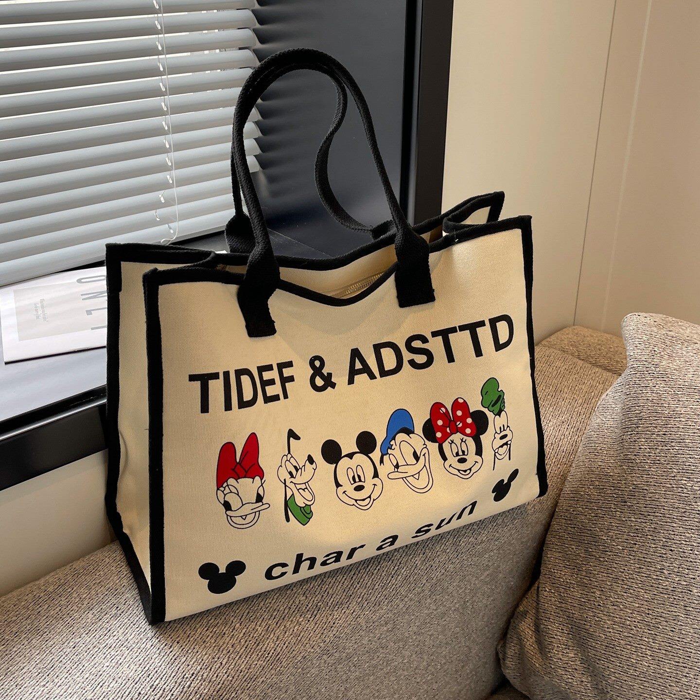 卡通米奇帆布包女2026新款妈咪包休闲大容量托特包通勤单节日礼品