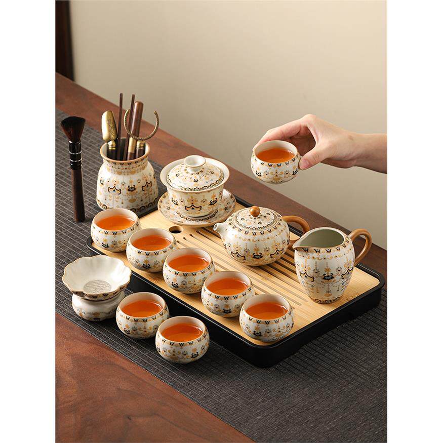 汝窑功夫茶具套装西施壶盖碗家用2026新款办公室泡茶整套节日礼品