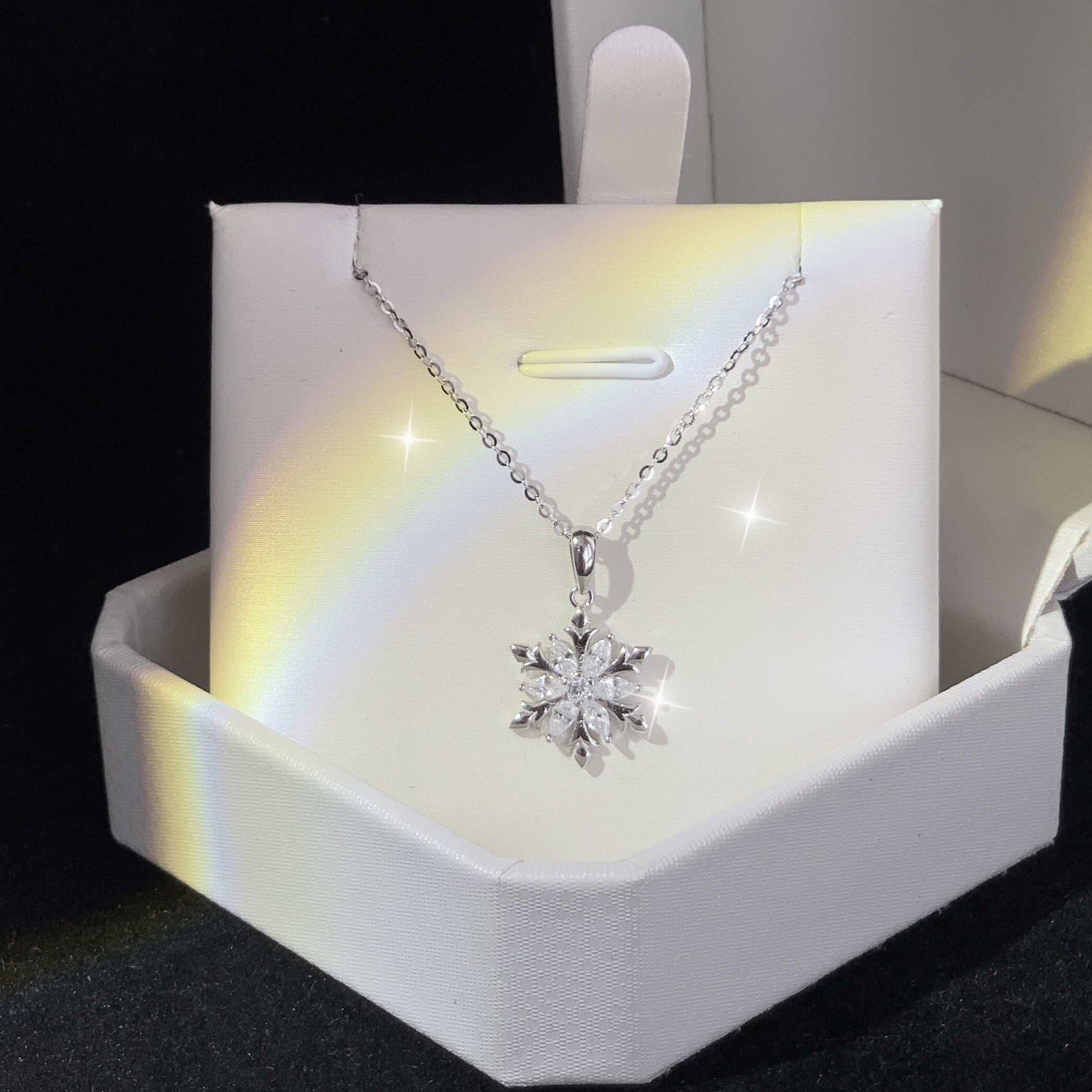足银正品925纯银雪花项链