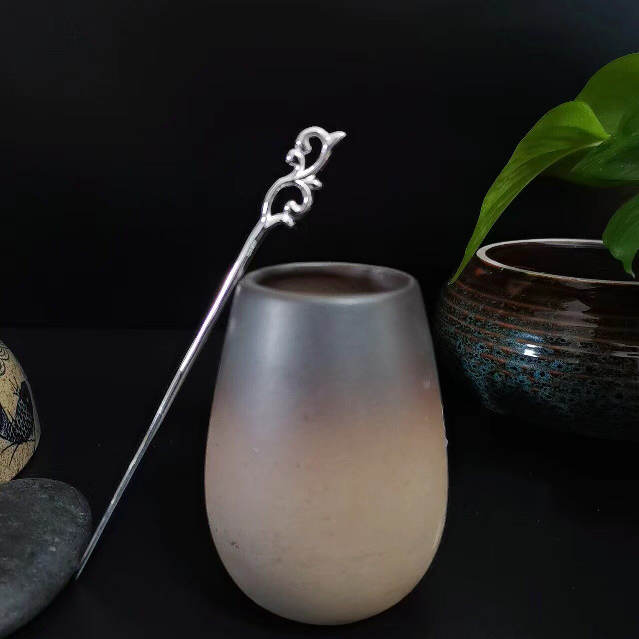 中国风覆古S925银发簪一