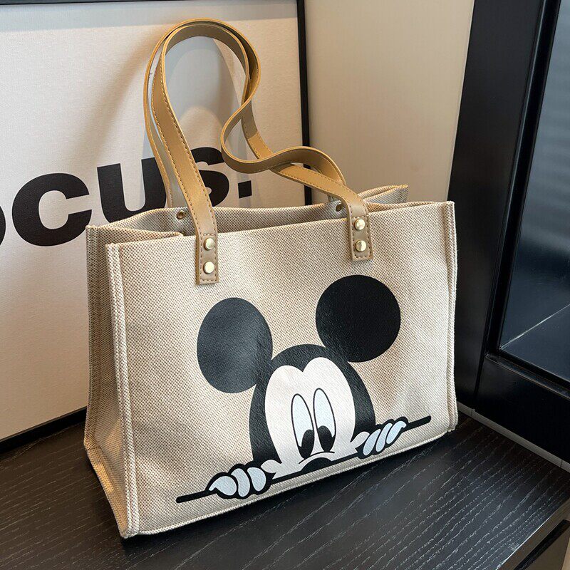 大容量包包女夏季新款时尚卡通帆布包百搭单肩托特包妈咪节日礼品