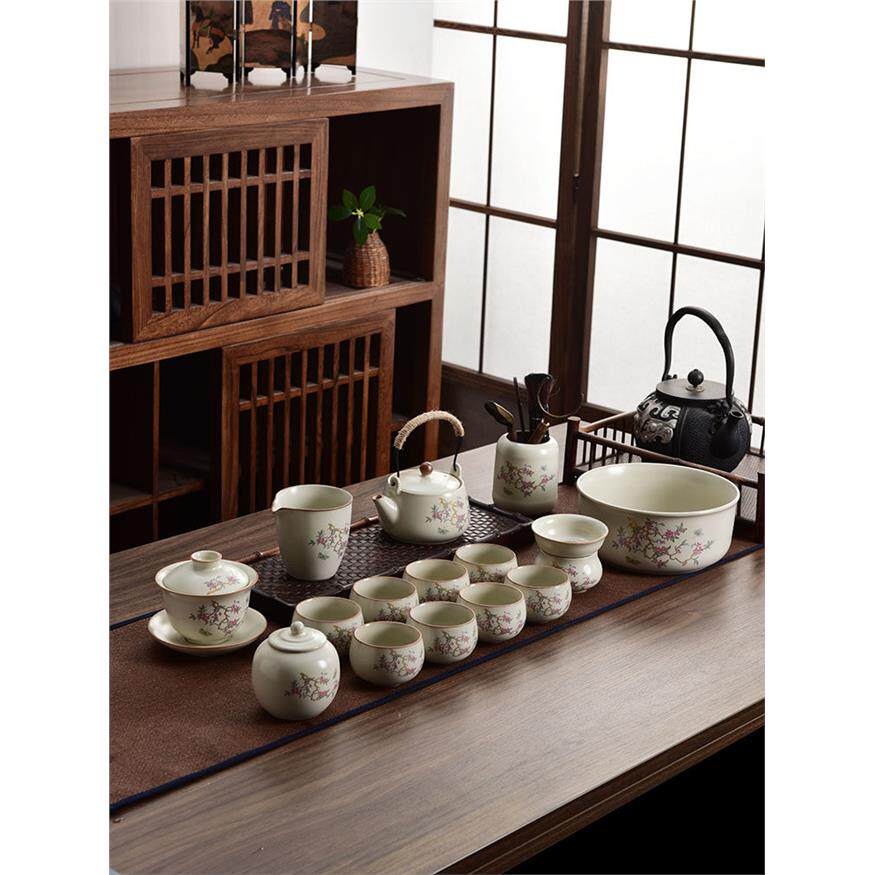 2026新款汝窑紫藤花功夫茶具套装家用喝茶泡茶盖碗茶壶茶节日礼品