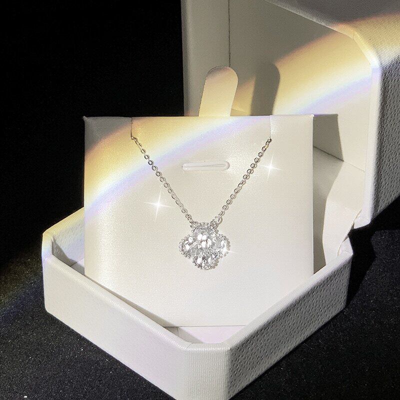 足银正品999纯银碎碎冰四叶草项链女2026新款爆款轻奢小节日礼品