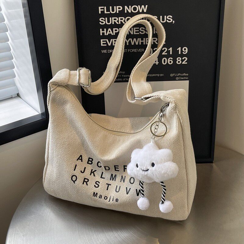 简约大容量帆布包女2026新款夏季流行单肩包休闲通勤斜挎节日礼品