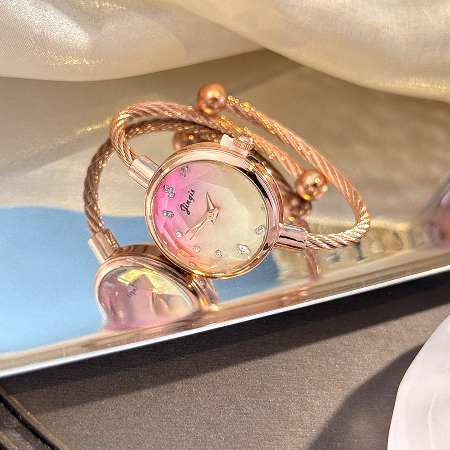 ins风小清新晚霞色手镯手表女款学生初高中2026新款正流节日礼品