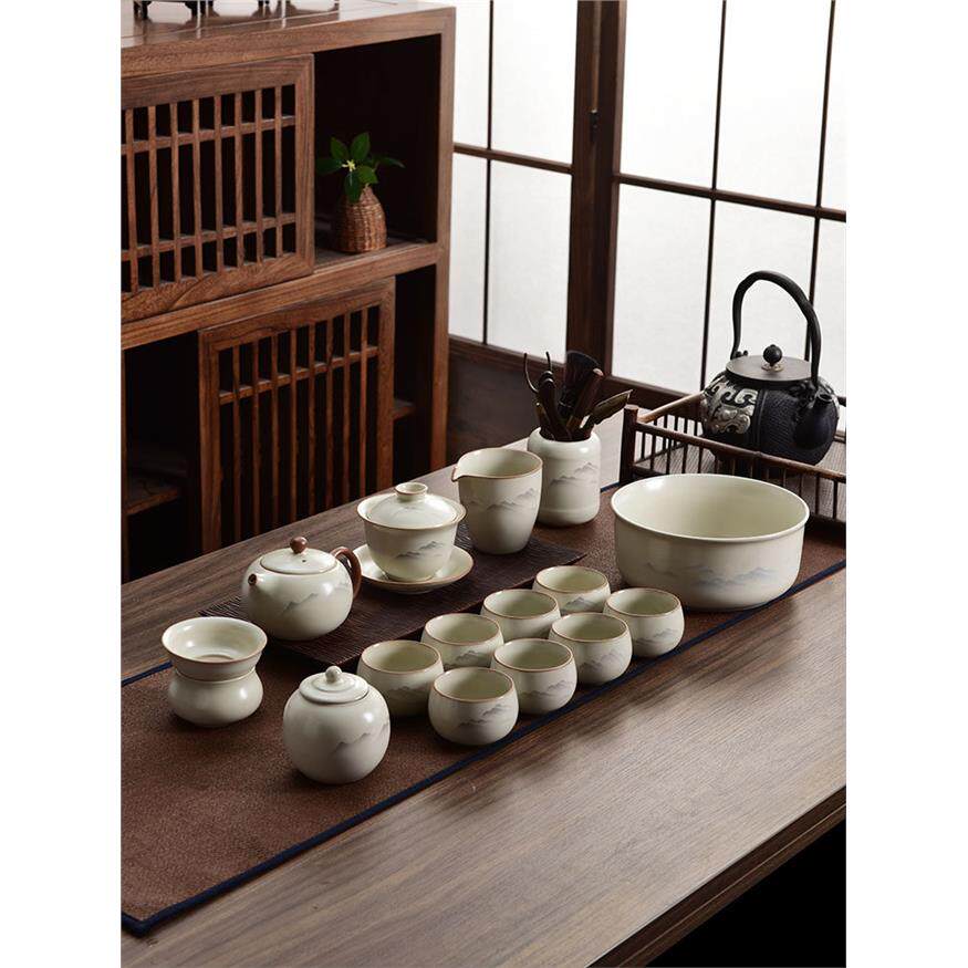 汝窑功夫茶具套装2026新款家用喝茶泡茶办公室盖碗茶壶茶节日礼品