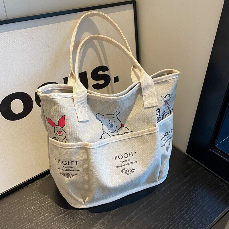 休闲大容量包包女2026新款可爱卡通帆布包单肩托特包妈咪节日礼品