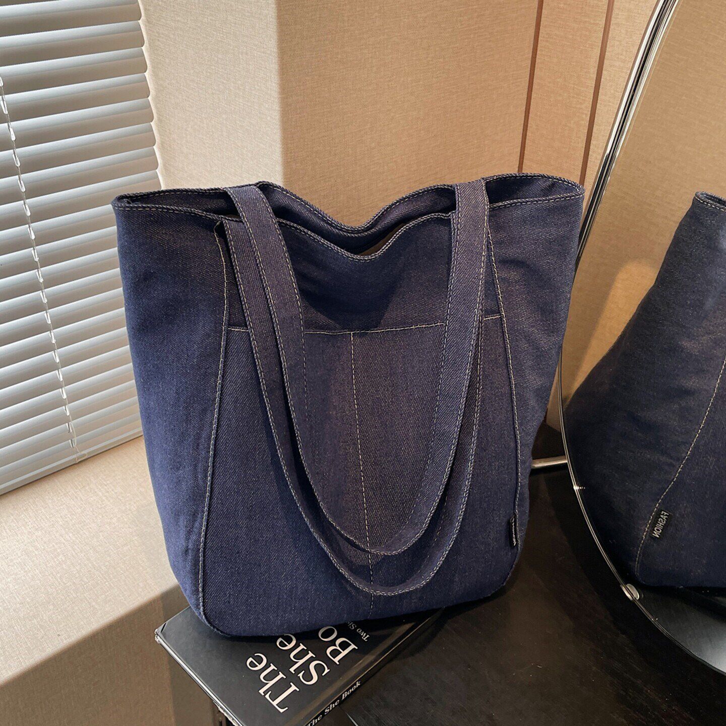 休闲通勤大容量单肩包女牛仔帆布包韩系ins百搭托特包学节日礼品
