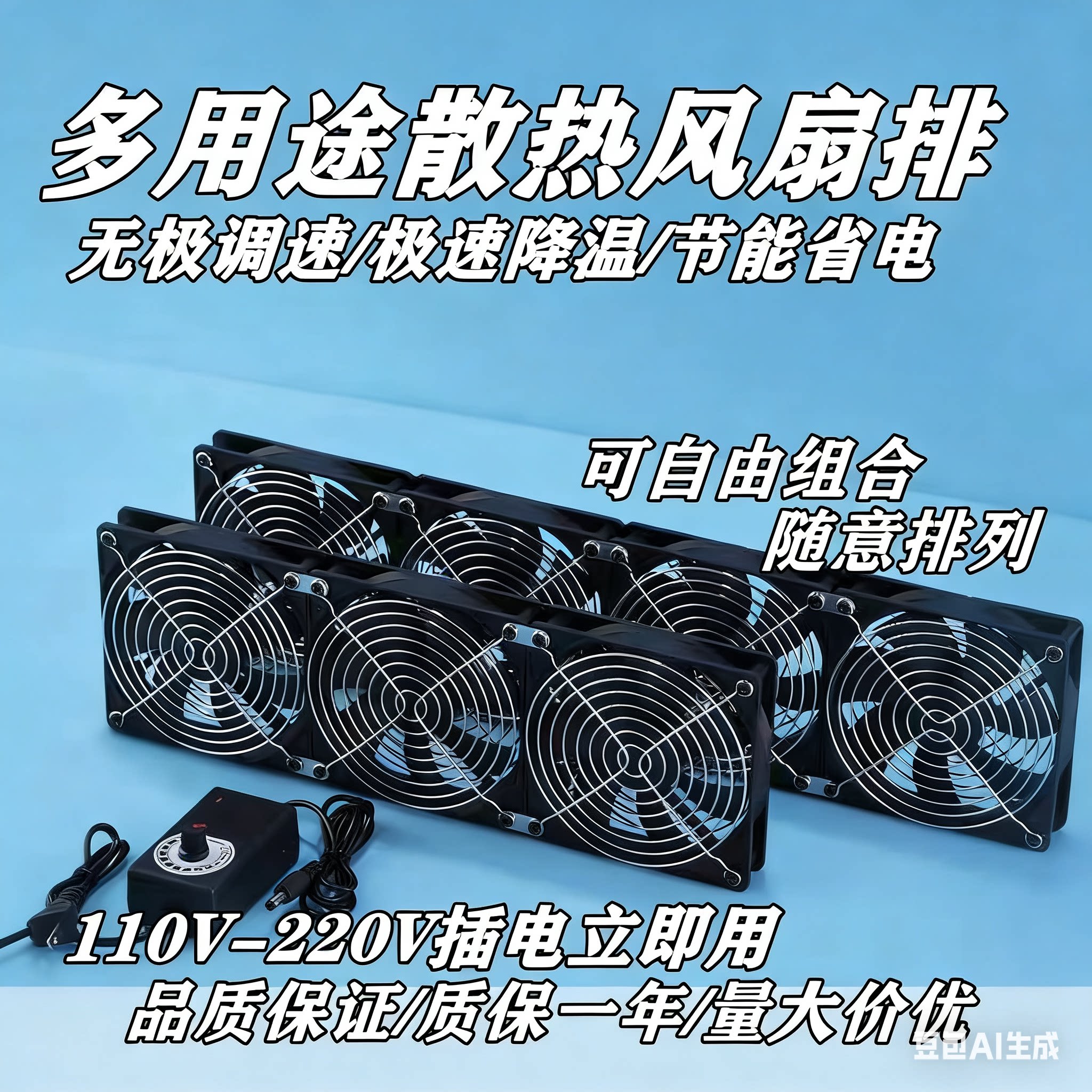 12CM超大风量高转速调速风扇 机柜功放显卡架服务器散热110V