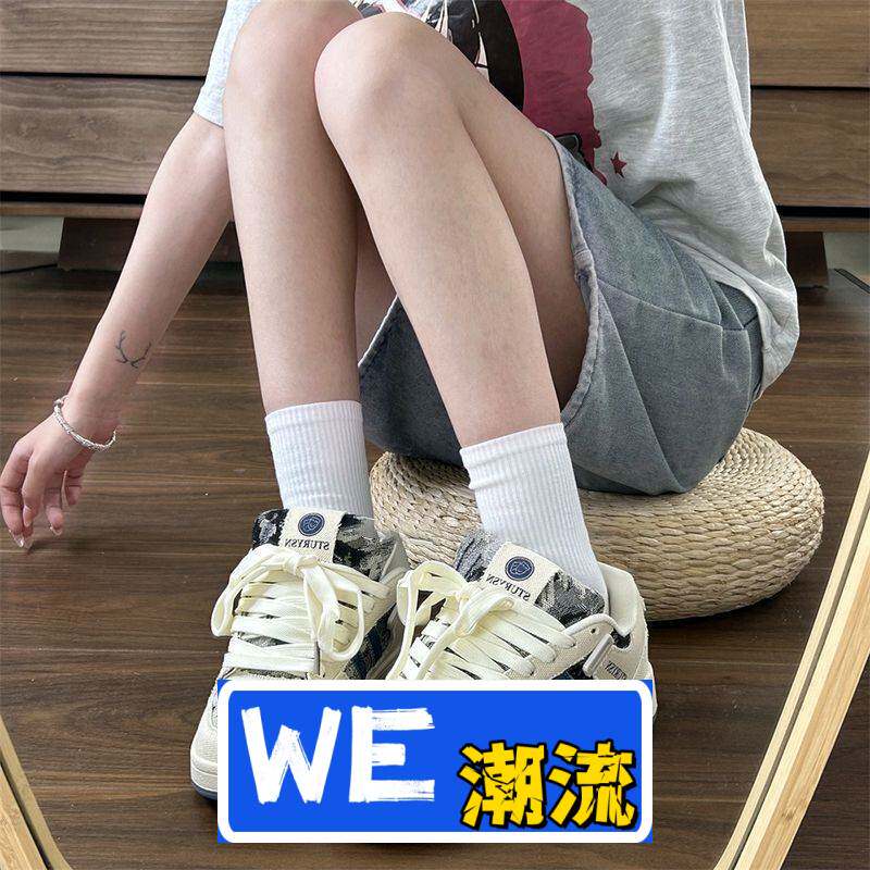 晋江市乐城鞋业复古港风面包鞋女潮年春季新款牛仔布百搭学生板鞋