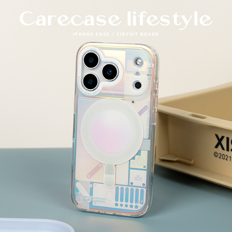 CARECASE白色电路板磁吸手机壳