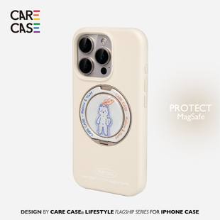 卡通可爱 液态硅胶 Pro Max 适用于苹果iPhone17 便携 CARECASE 创意简约 奶色小狗液态支点手机壳