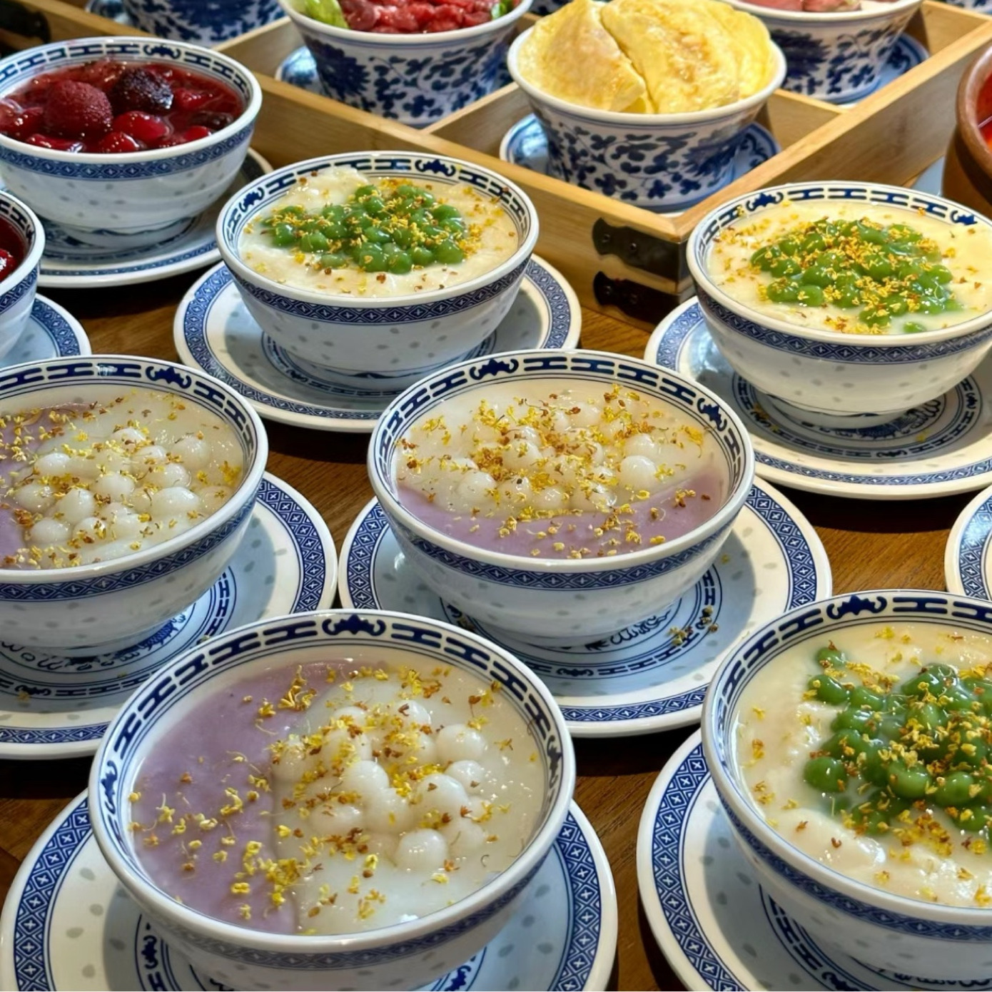 朱光玉五里关火锅店冰汤圆碗密胺青花瓷苏式火锅绿豆汤糖水甜品碗