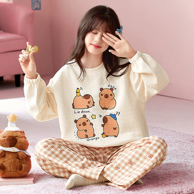 2025新款女童睡衣秋冬儿童空气棉