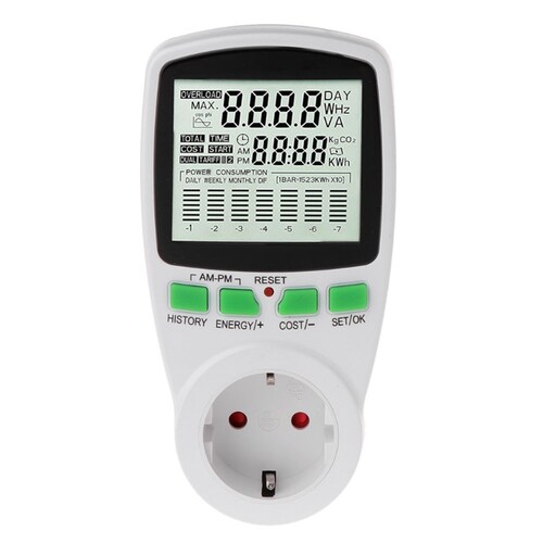 LCD EU Meter Wattmeter Power Electricity Consumption Analyze