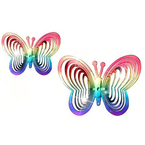 Garden Butterfly Metal Wind Spinner Bright Color Reflective