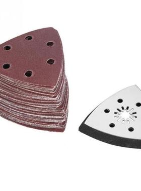 61pcs 90mm 6 Holes Triangle Sanding Pad Sand Paper Oscillati