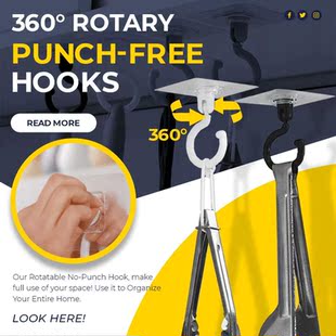 2pcs Ceiling Rotary Hook Strong Hook Household Wall Key