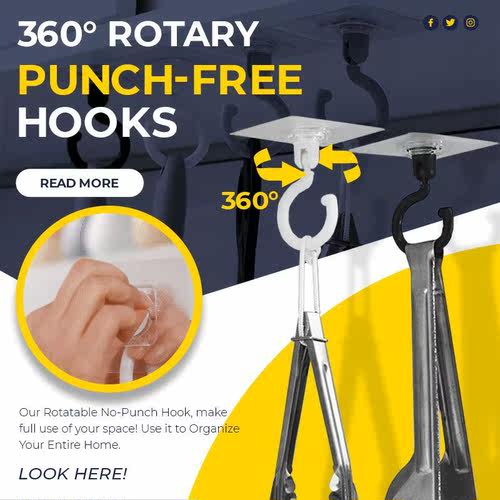2pcs Ceiling Rotary Hook Strong Hook Household Wall Key