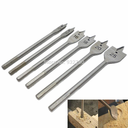 6Pcs Boring Spade Flat Head Metric Drill Bit Set 10 12 16 18