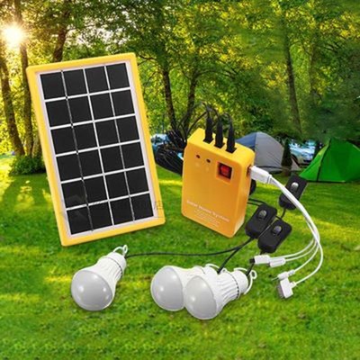 Outdoor Portable Solar Panel Electric Generator 3 LED Bulb P
