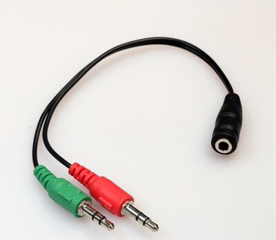 3.5mm 1 Male to 2 Female Adapter Cable Spliter microphone an