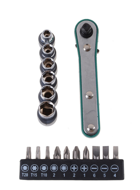 17Pcs Screwdriver Mini Ratchet Wrench Rod 6.35 Socket Wrench