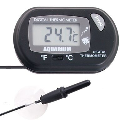 LCD Probe Thermometer for Aquarium Terrarium - Black
