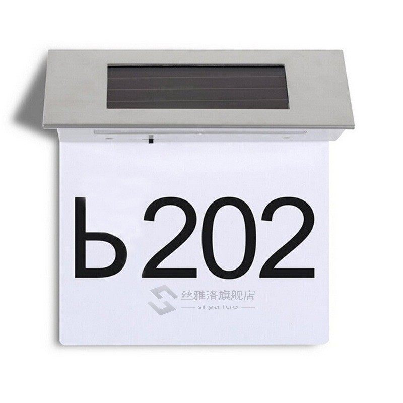 4 LED Solar Door Lamp House Number Address Sign Doorplate Ou