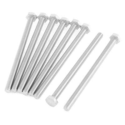 M6 x 90mm Fully Threaded 304 Hex Head Screw Bolt 8 Pcs