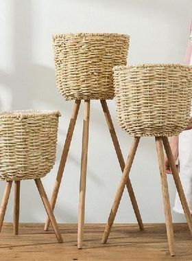 Floor Vase Plant Stand wickerwork Flower Pot Holder Display