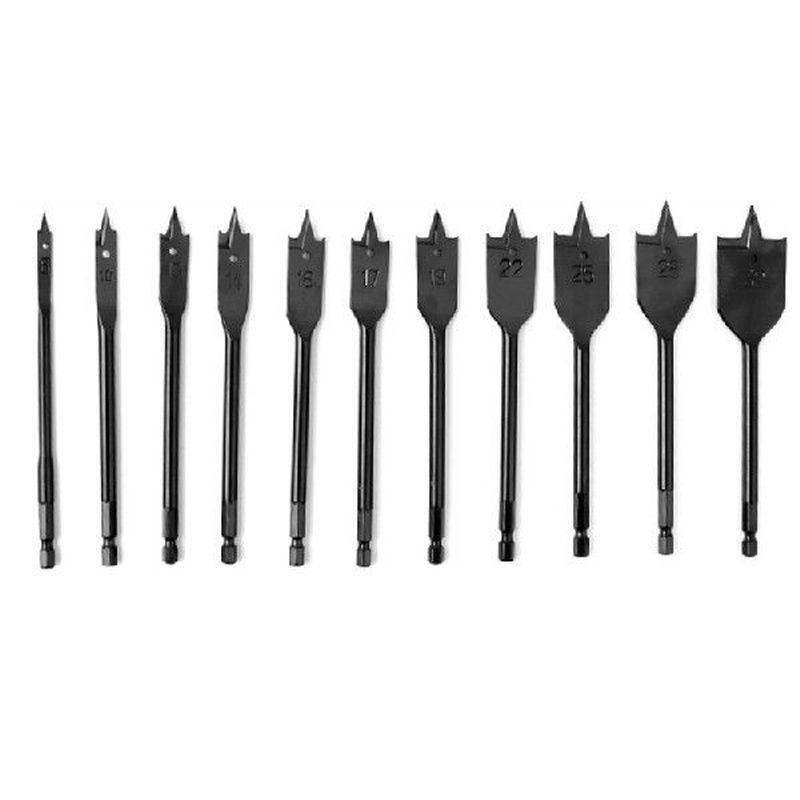 B2QB 11 Piece Spade Drill Bit Set Wood Drill Bit  Carbon