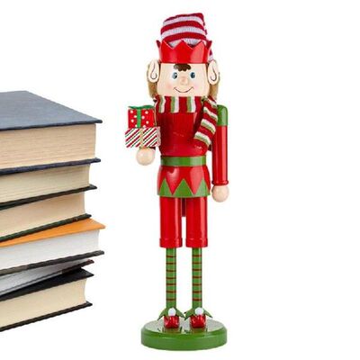 Wooden Nutcracker Elf Lollipop Figurines Ornaments 14.9in