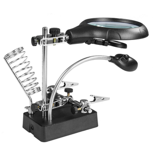 Helping Hand Soldering Stand Magnifying Glass LED Light With