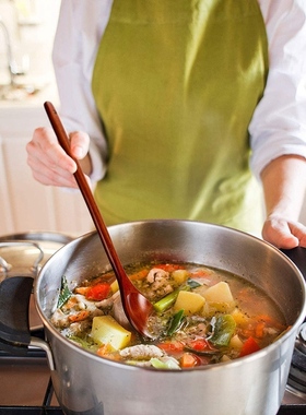 Hot 6 Pieces Wooden Spoons Kitchen Serving Long Handle Soup