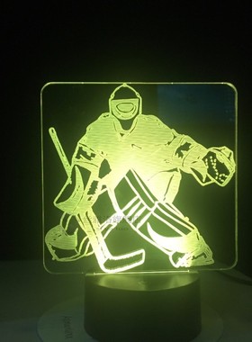 Ice Hockey Goalie 3D Modelling Table Lamp 7 Colors Change LE