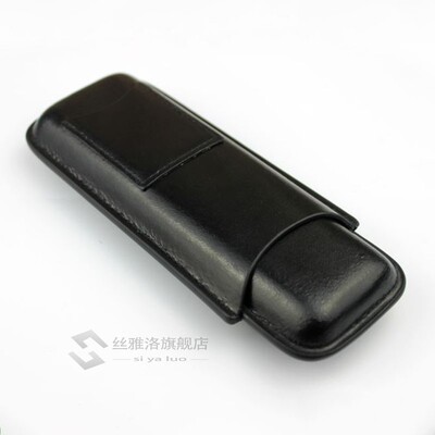 Leather Cigar Case Cigar Humidor Black High-end  2 Tube Hold