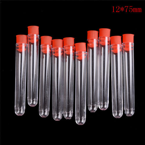 10pcs/lot   Transparent Plastic Laboratory Test Tubes With L